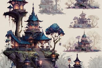draw cartoon scenery illustration for you