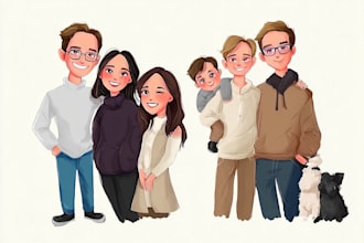 draw family portrait illustration