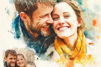 create a digital watercolor portrait or watercolor illustration for you