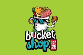 design awesome bucket shop cafe logo