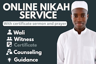 professional online nikah with wali, witnesses certificate