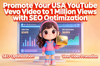 promote your USA youtube vevo video to 1 million views with SEO optimization