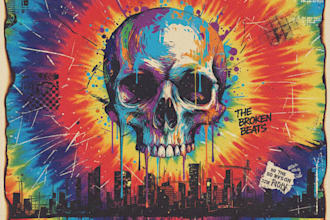 draw colorful grunge illustrations for posters, books, or album cover