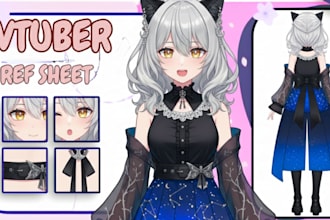 draw vtuber reference sheet oc ref sheet anime vtuber ref sheet 2d vtuber model