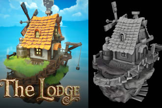 create 3d game assets model and textures, props, weapons, environments