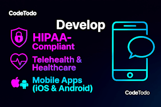 develop hipaa compliant, telehealth, healthcare mobile apps for ios android