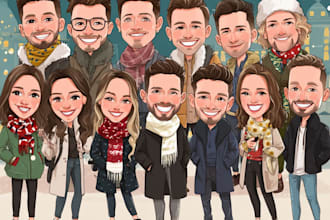 create custom christmas cartoon caricature character