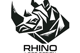 design awesome modern angry rhino mascot logo