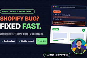 fix shopify theme bugs, liquid errors and code issues