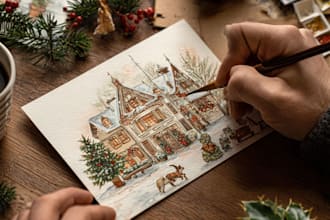 draw your office christmas card, holiday funny cartoon caricature card