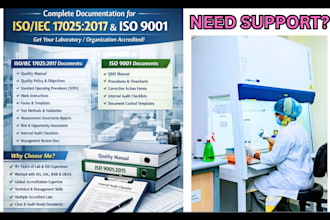 prepare documents for iso 17025 and iso 9001 certification