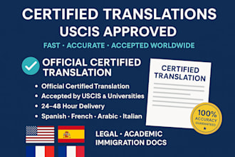 provide certified translation for uscis and legal documents
