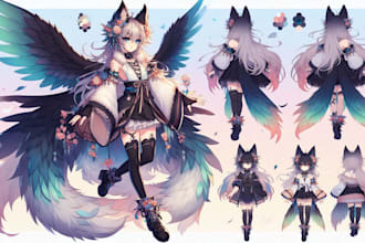 draw custom character sheet or reference sheet for you and free design like me