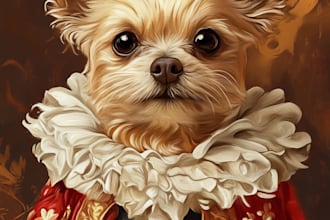 create custom pet portrait, dog portrait, cat portrait