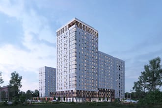 regenerate 3d high rise building,multi story apartment,cgi city tower,multi unit