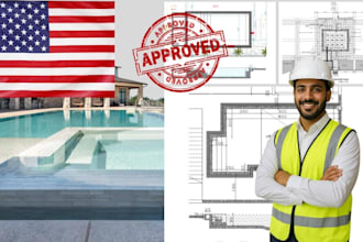 design swimming pool plans for city permit and construction drawing