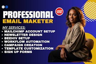 do mailchimp setup, newsletter design, beehiv setup, chimp automation campaign