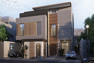 retrofit 3d villa apartment, exterior facade, carpark, cgi exterior rendering