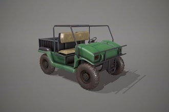 stylized 3d green golf cart vrar assets hard surface interior and exterior desig