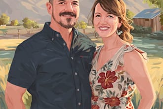 draw faceless cartoon portrait for single, couple and family