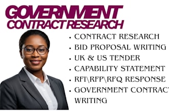 prepare bid proposal win federal government contract research, rfp, rfi research
