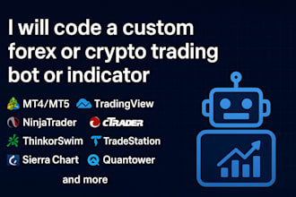 code a custom forex or crypto trading bot for mt4, mt5, tradingview, ninjatrader