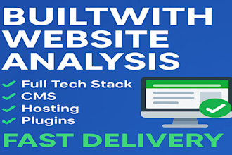 analyze any website using builtwith and deliver a full tech stack report