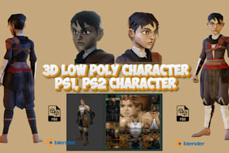 do ps1, ps2, y2k, retro low poly game character, low poly character, animation