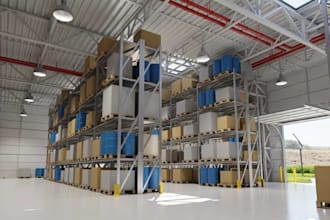 renovate interior warehouse,3d cgi factory,inventory,distribution center render