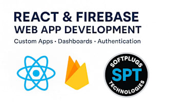 develop a custom react web app with firebase backened and admin dashboard