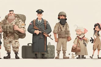 draw military characters or military related illustrations