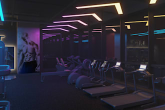 renew 3d modern gym,fitness center interior, workout space,sport facility render