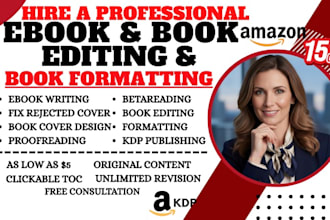 do amazon KDP book editing ebook formatting, paperback formatting ebook writer