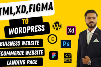 convert sketch, canva, PSD, xd, figma to wordpress website