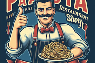 design high quality pasta restaurant logo with t shirt design