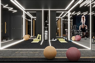 modern fitness center gym interior design cardio room gym house 3d rendering