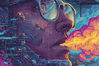create detailed art of sci fi cyberpunk psychedelic artwork
