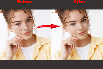 do natural face retouching, acne spot removal and professional photo editing
