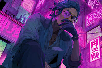make cyberpunk illustration anime for poster music cover