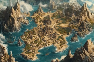 draw fantasy map illustration for map