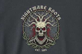 create a horror themed t shirt illustration logo