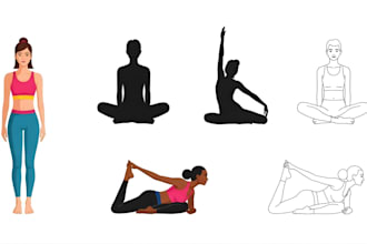 draw people exercise yoga workout fitness gymnastics exercise illustration