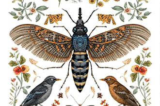 draw wonderful animals, birds, fish and insects