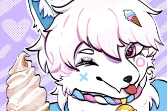 draw furry headshot icon art of your fursona