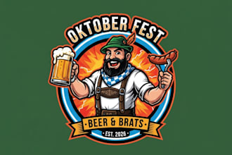design awesome oktober fest mascot logo for your company design