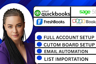 setup your crm in quickbooks, freshbooks, sage 50 , zoho books accounting