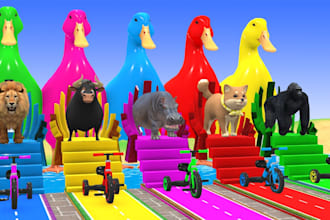 create fun and colorful 3d fountain crossing animations for kids