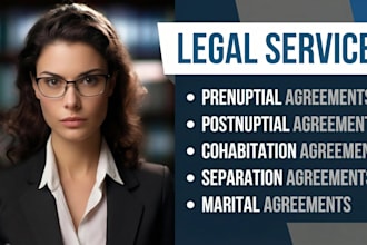 draft prenuptial, postnuptial, cohabitation, separation, marital settlement