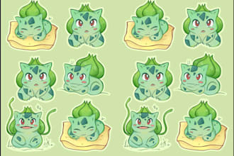 draw cute pokemon stickers for you