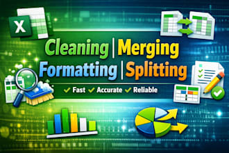 clean, merge, format, split, excel data
